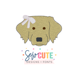 Golden Retriever with Bow Mini Embroidery Design